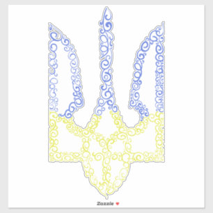 Ukraine coat of arms trident tryzub spiral pattern sticker