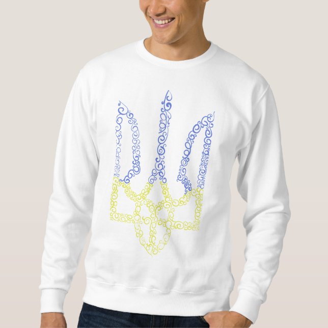 Ukraine coat of arms trident tryzub spiral pattern sweatshirt (Front)