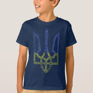 Ukraine coat of arms trident tryzub spiral pattern T-Shirt