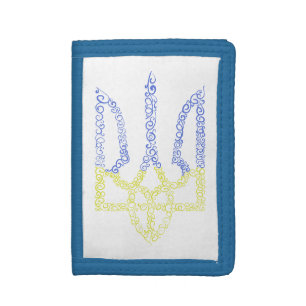 Ukraine coat of arms trident tryzub spiral pattern trifold wallet