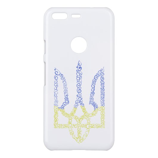 Ukraine coat of arms trident tryzub spiral pattern uncommon google pixel case (Back)