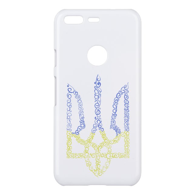 Ukraine coat of arms trident tryzub spiral pattern uncommon google pixel case (Back)