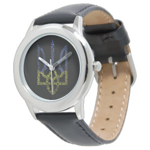 Ukraine coat of arms trident tryzub spiral pattern watch