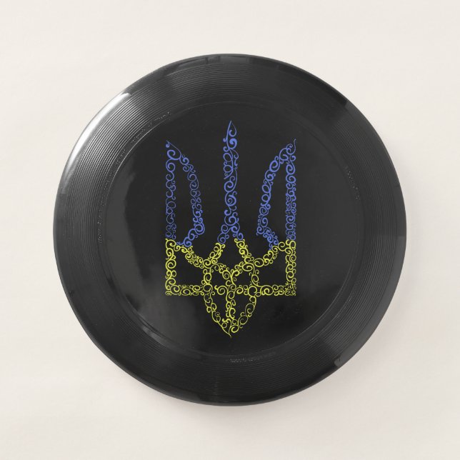 Ukraine coat of arms trident tryzub spiral pattern Wham-O frisbee (Front)