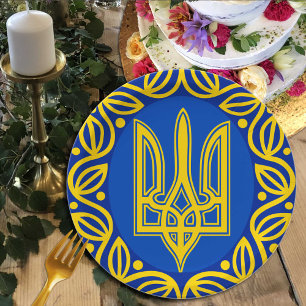Ukraine, Coat of Arms, Tryzub Ukrainian Republic Paper Plates