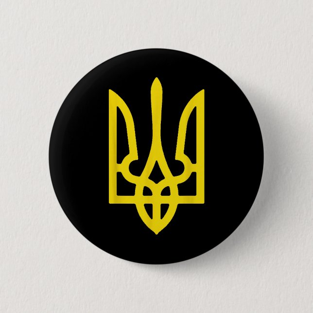 Ukraine Coat Of Arms Ukrainian Flag Colors Ukraine Button (Front)