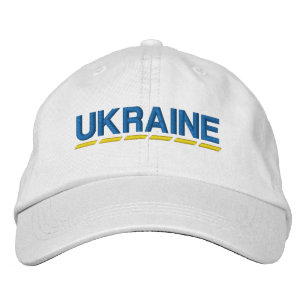 UKRAINE Colored Blue and Yellow on White Embroidered Baseball Cap