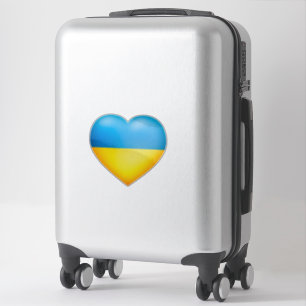 Ukraine Colors Yellow And Blue Heart Contour Sticker