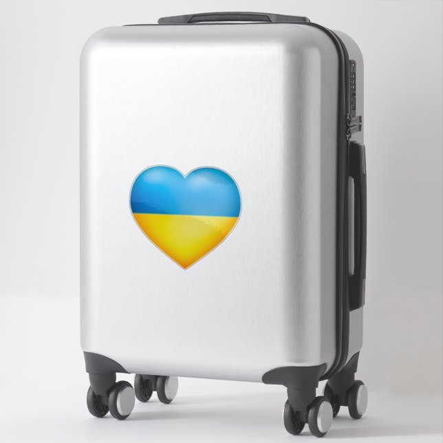 Ukraine Colors Yellow And Blue Heart Contour Sticker (Suitcase)