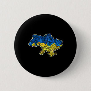 Ukraine Contour Map Gift National Flag Button
