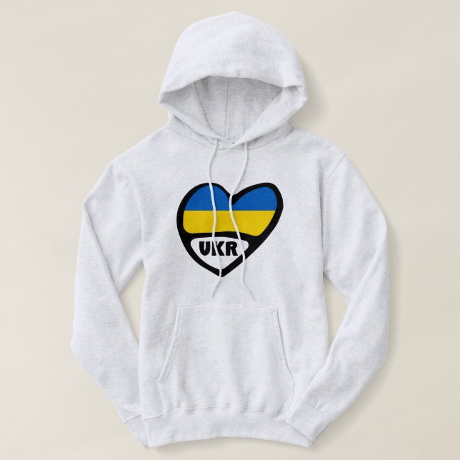 Ukraine Country Code Flag Heart, UKR Hoodie (Design Front)