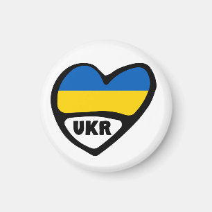 Ukraine Country Code Flag Heart, UKR Magnet