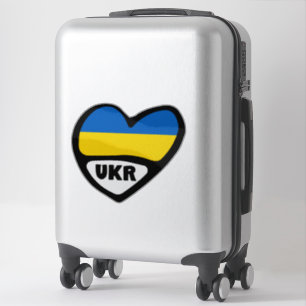 Ukraine Country Code Flag Heart, UKR Sticker