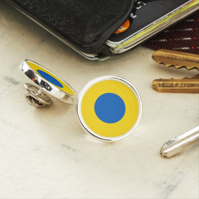 Ukraine country flag round symbol roundel circle a lapel pin (In Situ)