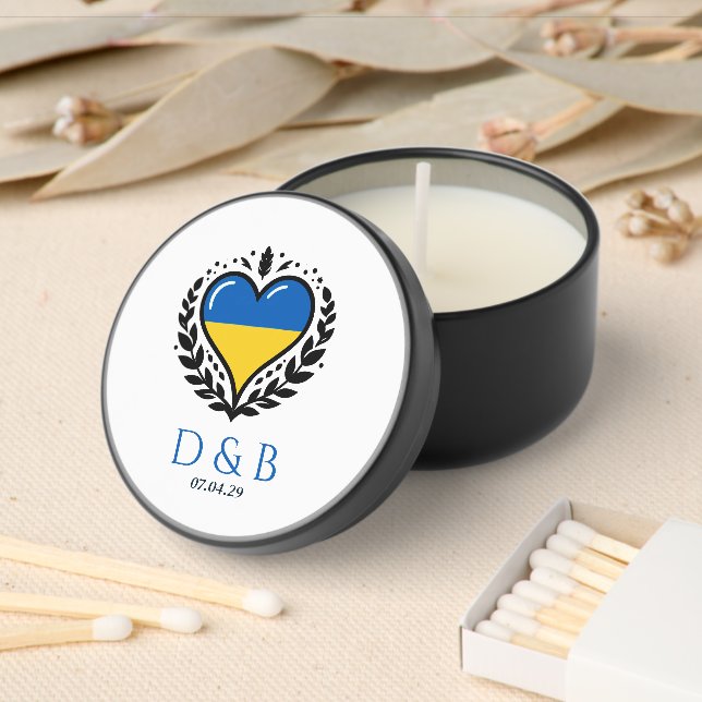 Ukraine Couple Heart Wedding Mini Candle Favors (Insitu)