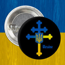 Ukraine Cross Symbol & Lorraine cross Button