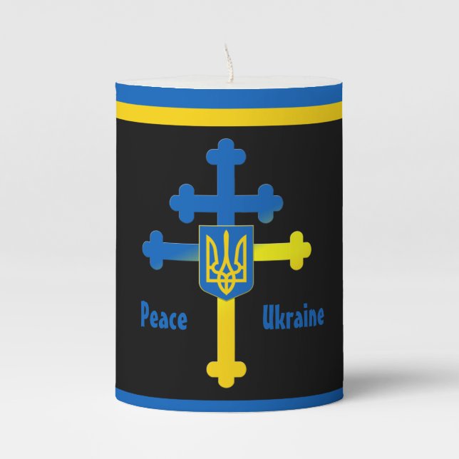 Ukraine Cross Symbol & Lorraine cross Candle (Front)