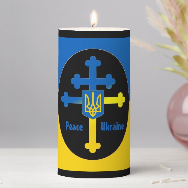 Ukraine Cross Symbol & Lorraine cross Candle L /XL (In Situ)