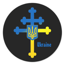 Ukraine Cross Symbol & Lorraine cross Classic Round Sticker