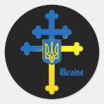 Ukraine Cross Symbol &amp; Lorraine cross Classic Round Sticker