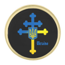 Ukraine Cross Symbol & Lorraine cross Gold Finish Lapel Pin