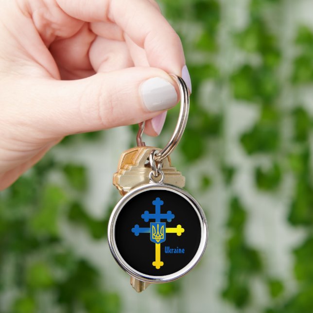 Ukraine Cross Symbol & Lorraine cross  Keychain (Hand)