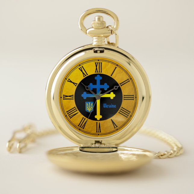 Ukraine Cross Symbol & Lorraine cross  Pocket Watch (Inside)