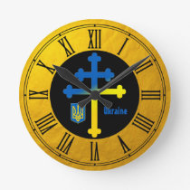 Ukraine Cross Symbol & Lorraine cross Round Clock