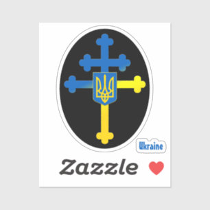 Ukraine Cross Symbol & Lorraine cross Sticker