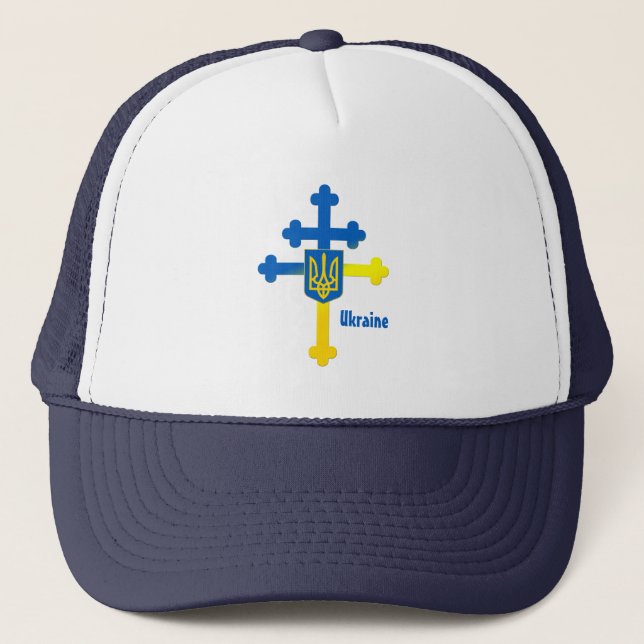Ukraine Cross Symbol & Lorraine cross Trucker Hat (Front)