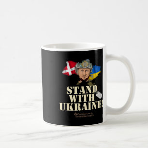 Ukraine Denmark Flags Slogan Stand With Ukraine Coffee Mug
