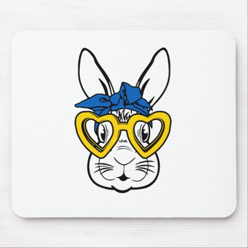 Ukraine Easter Bunny Face Heart Mouse Pad