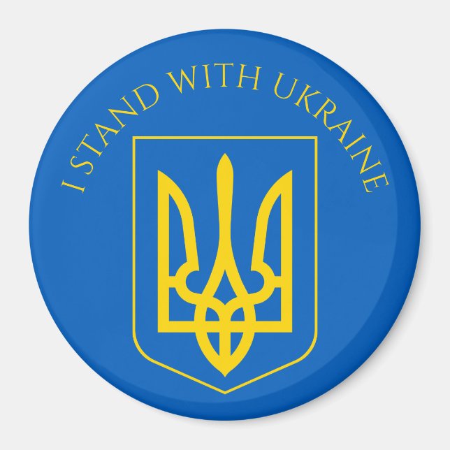 ukraine emblem button magnet (Front)