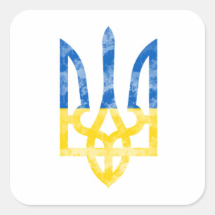 Ukraine emblem square sticker