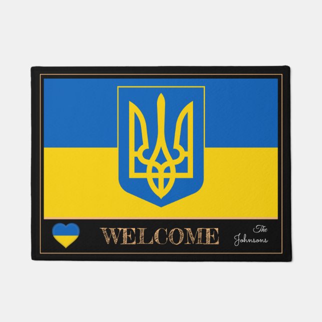 Ukraine Emblem, Ukrainian Flag mats /sport Welcome (Front)