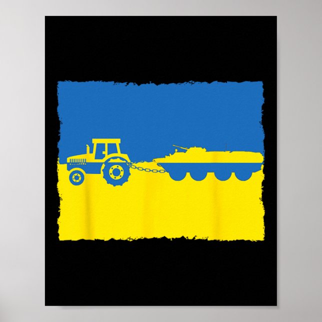 Ukraine Farmer Tractor Stealing A Russian Tank Fun Poster (Front)