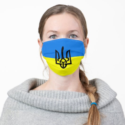 Ukraine Flag Adult Cloth Face Mask (Worn)