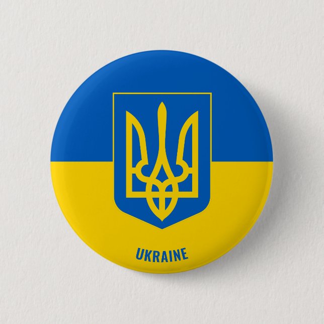 Ukraine Flag and Coat of Arms Charming Patriotic Button (Front)