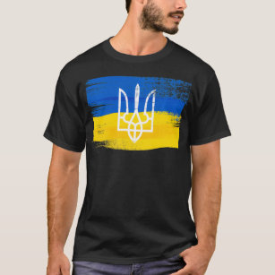 Ukraine Flag and Coat of Arms Painted  Ukrainian P T-Shirt