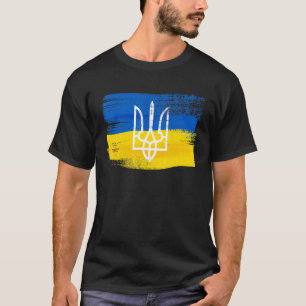 Ukraine Flag and Coat of Arms Painted Ukrainian Pa T-Shirt