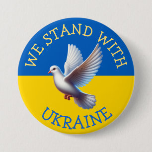 Ukraine Flag and Dove Support Button