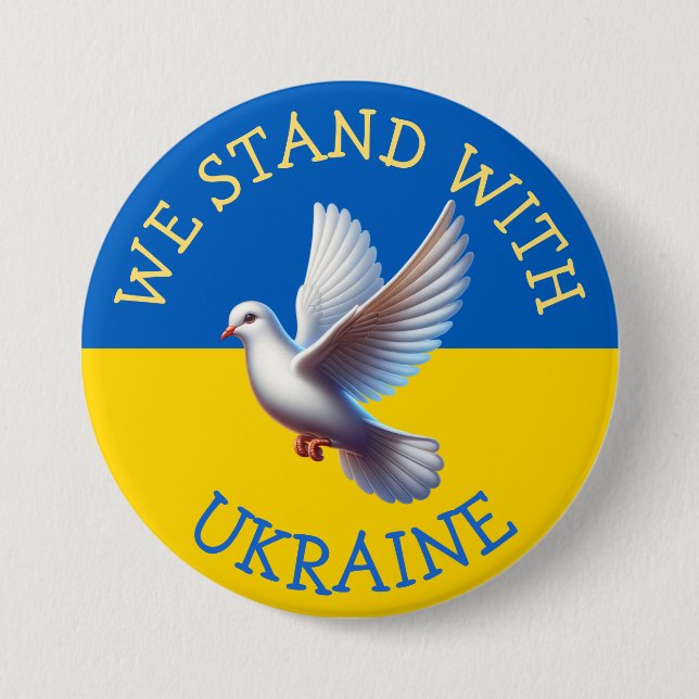 Ukraine Flag and Dove Support Button (Front)