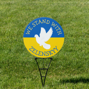 Ukraine Flag and Dove Support Sign