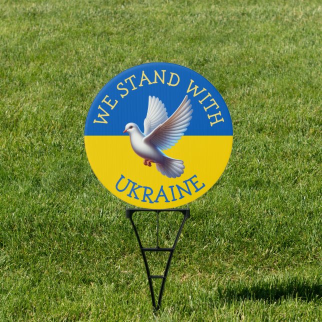 Ukraine Flag and Dove Support Sign (Insitu)