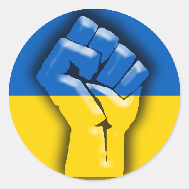 UKRAINE FLAG and FIST for Solidarity Classic Round Sticker (Front)