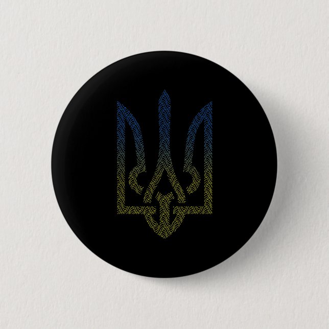Ukraine Flag And Trident Ukrainian Button (Front)