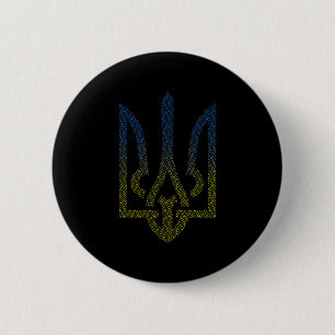 Ukraine Flag And Trident Ukrainian Button