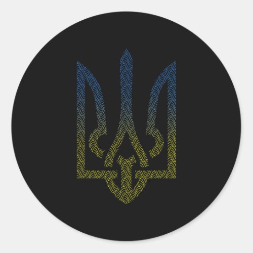 Ukraine Flag And Trident Ukrainian  Classic Round Sticker