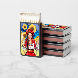 Ukraine Flag and Woman Support Car Magnet Gift Tag Matchboxes
