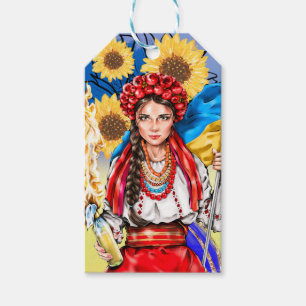 Ukraine Flag and Woman Support Car Magnet Gift Tags